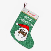 サンタの黒いメリークリスマス スモールクリスマスストッキング (正面 (吊り時))