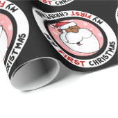 サンタの黒い漫画(ベビーの初めてのクリスマス) ラッピングペーパー (ロールコーナー)