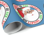 サンタの黒い漫画(青い) ラッピングペーパー (ロールコーナー)