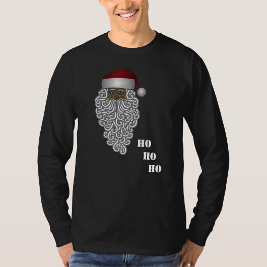 サンタの黒いHo Ho Hoクリスマス Tシャツ (正面)