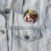 サンタの2ひげのあるコリー 缶バッジ (インサイチュ)