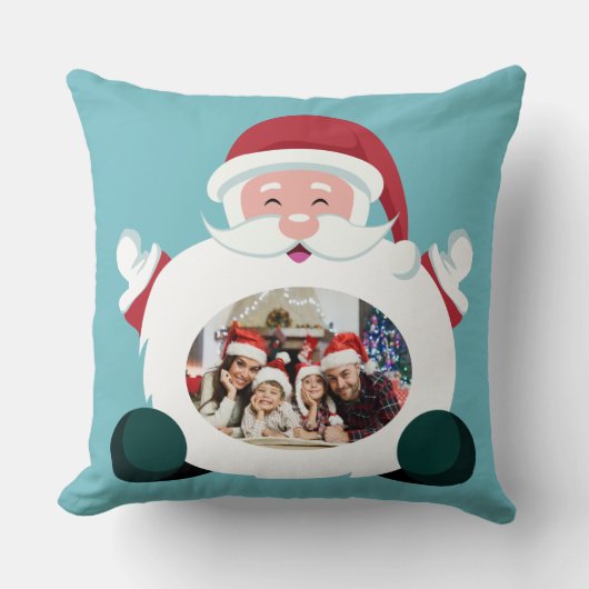 サンタの2枚の写真フレームのカスタム枕 クッション (正面)