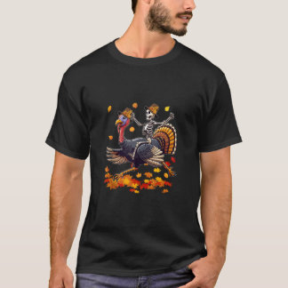 サンタのX線スケルトンがトナカイに乗る七面鳥愛好家 Tシャツ
