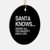 サンタはいけない女の子全員が住んでいるところで- .PNGを知っています セラミックオーナメント (右)