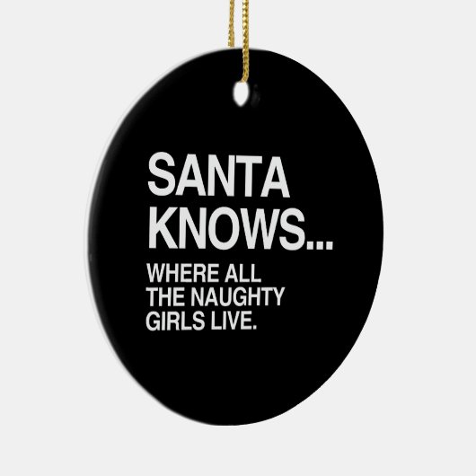 サンタはいけない女の子全員が住んでいるところで- .PNGを知っています セラミックオーナメント (右)