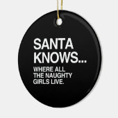 サンタはいけない女の子全員が住んでいるところで- .PNGを知っています セラミックオーナメント (左)