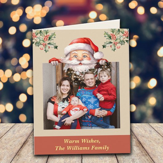サンタはこちらファミリーフォト編集可能 カード