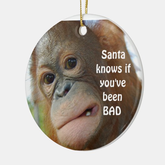 サンタはずっと悪いかどうか知っています セラミックオーナメント (左)