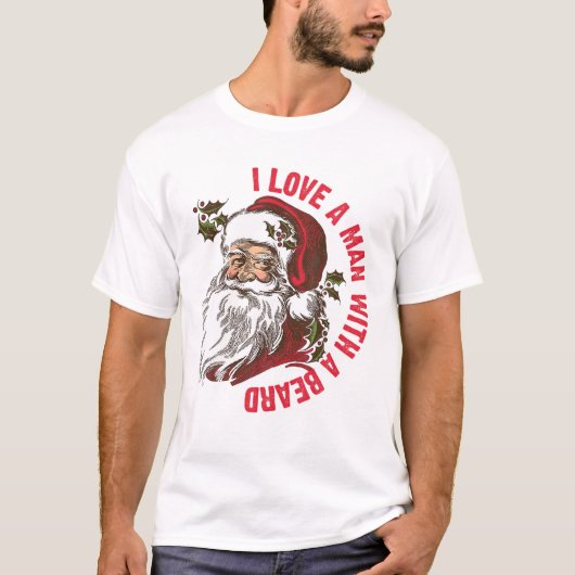 サンタはひげの男性が好き Tシャツ (正面)