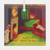 サンタはアメリカに会うとは思わないオーナメント ガラスオーナメント (正面)