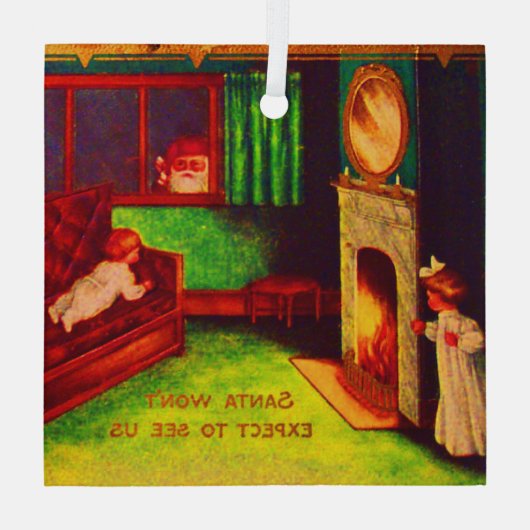 サンタはアメリカに会うとは思わないオーナメント ガラスオーナメント (裏面)