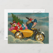 サンタはオートバイ-クリスマス--に乗ります シーズンポストカード (正面/裏面)