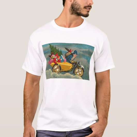 サンタはオートバイ-ワイシャツ--に乗ります Tシャツ (正面)