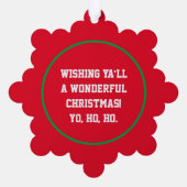 サンタはキャデラックに入っていて、彼はリストを作っている | オーナメントカード (裏面)