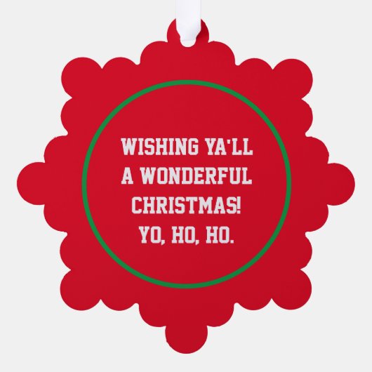 サンタはキャデラックに入っていて、彼はリストを作っている | オーナメントカード (裏面)