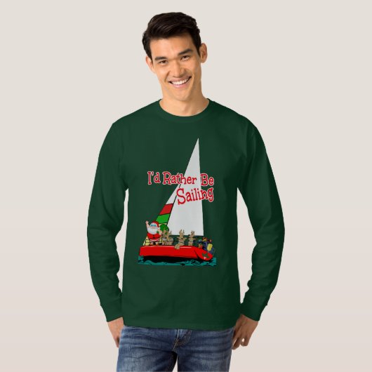サンタはクリスマスでむしろ航海していました Tシャツ (正面フル)