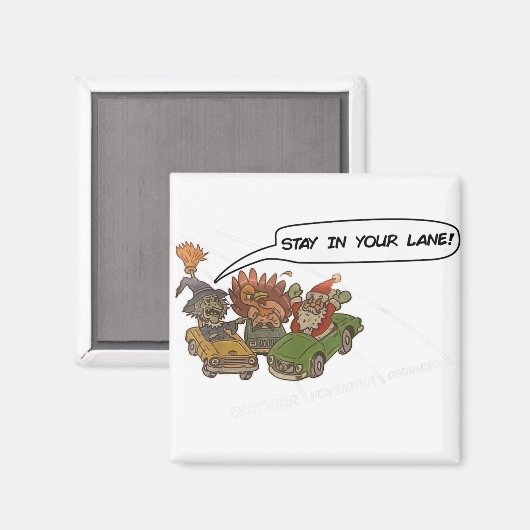 サンタはクリスマスにあなたの車線に滞在 マグネット (正面/裏面)