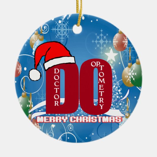 サンタはクリスマスのオーナメントの博士をしますOPTOMETRY セラミックオーナメント (正面)