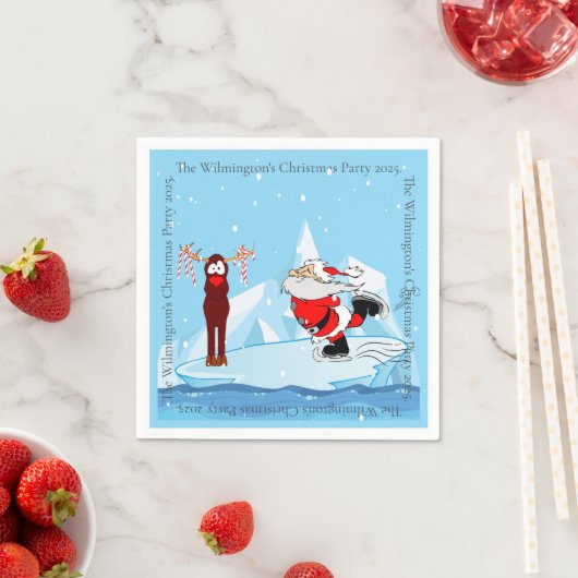 サンタはクリスマスのパーティーをスケートできない スタンダードカクテルナプキン (インサイチュ)