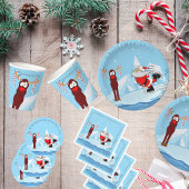 サンタはクリスマスのパーティーをスケートできない ラウンドペーパーコースター