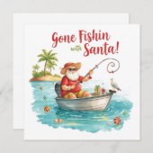 サンタはクリスマスの休暇に釣りをしている シーズンカード (正面/裏面)