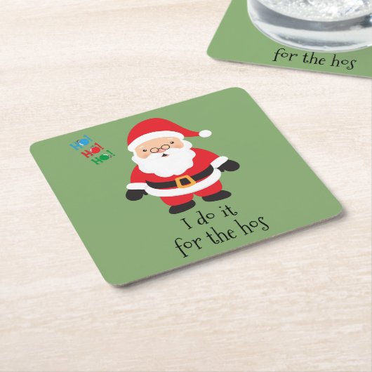サンタはクリスマスの祝いに乾杯 スクエアペーパーコースター (アングル)