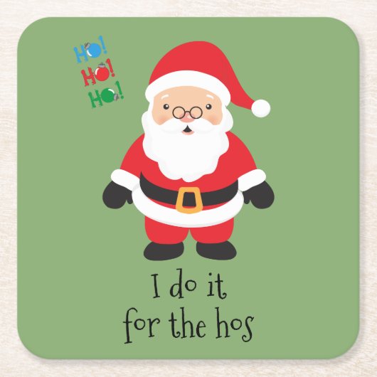 サンタはクリスマスの祝いに乾杯 スクエアペーパーコースター (正面)