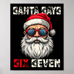 サンタはシックスセブンと言う 面白いクリスマス 67 メメ Xmas ポスター