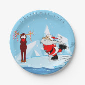 サンタはスケートできないクリスマスパーティー紙プレート ペーパープレート (正面)