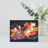 サンタはソ来ヴィエトの三馬戦車に乗っている ポストカード (スタンド正面)