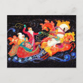 サンタはソ来ヴィエトの三馬戦車に乗っている ポストカード (正面)