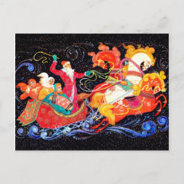 サンタはソ来ヴィエトの三馬戦車に乗っている ポストカード