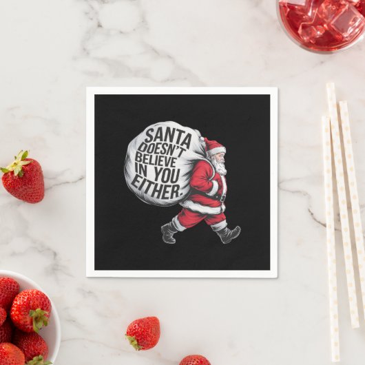 サンタはチーム信じサンタにはいない スタンダードカクテルナプキン (インサイチュ)