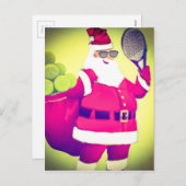 サンタはテニスラケットを扱います シーズンポストカード (正面/裏面)