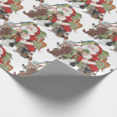 サンタはペットを愛してる！クリスマスアニマルホリディドッグ ラッピングペーパー (角)