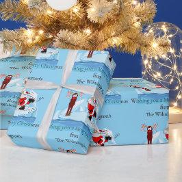 サンタはメッセージのクリスマスをスケートできない ラッピングペーパー