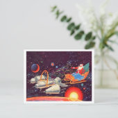 サンタはロケットで飛ぶ,ソ連のヴィンテージ新年 ポストカード (スタンド正面)