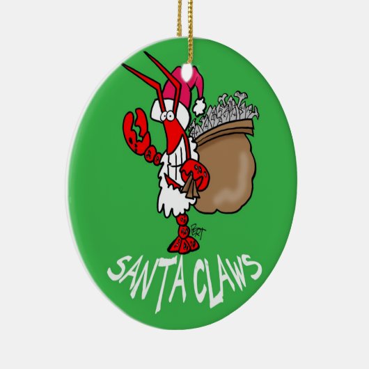 サンタはロブスターのクリスマスのオーナメントを引き裂きます! セラミックオーナメント (右)