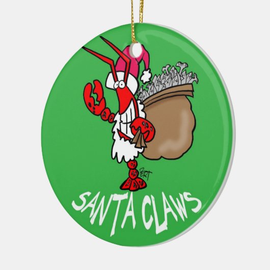 サンタはロブスターのクリスマスのオーナメントを引き裂きます! セラミックオーナメント (左)
