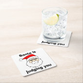 サンタは判断しています スクエアペーパーコースター (インサイチュ)