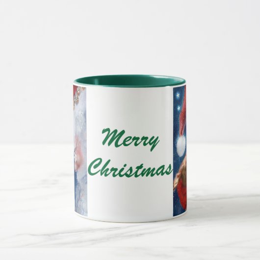 サンタは動物のクリスマスのマグを愛します マグカップ (中央)
