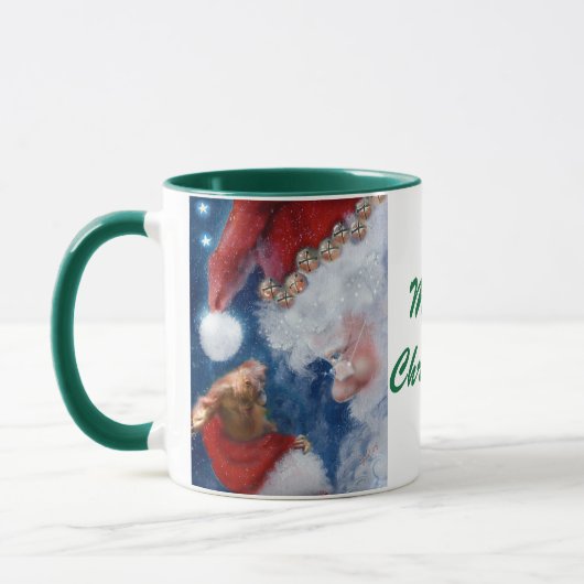 サンタは動物のクリスマスのマグを愛します マグカップ (左)