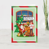 サンタは彼の歓迎を押し付けおもしろいた シーズンカード (正面)