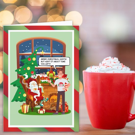 サンタは彼の歓迎を押し付けおもしろいた シーズンカード