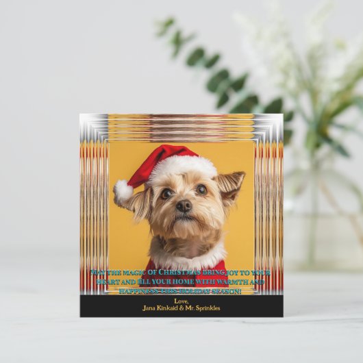 サンタは彼の道に行くヨークシャーテリアクリスマスフォト 招待状 (スタンド正面)
