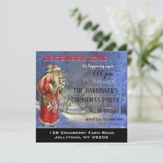 サンタは彼の道クリスマスパーティの招待状 招待状 (スタンド正面)