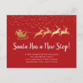 サンタは新しいストップ金ゴールドトナーダーホリデームービングを持つ 案内ポストカード (正面)