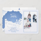 サンタは新しいホリデーストップのフォトカードを持っている 招待状 (正面/裏面)