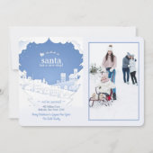サンタは新しいホリデーストップのフォトカードを持っている 招待状 (正面)