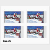 サンタは本を持って煙突を降りていった 長方形シール (シート)